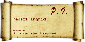 Papszt Ingrid névjegykártya